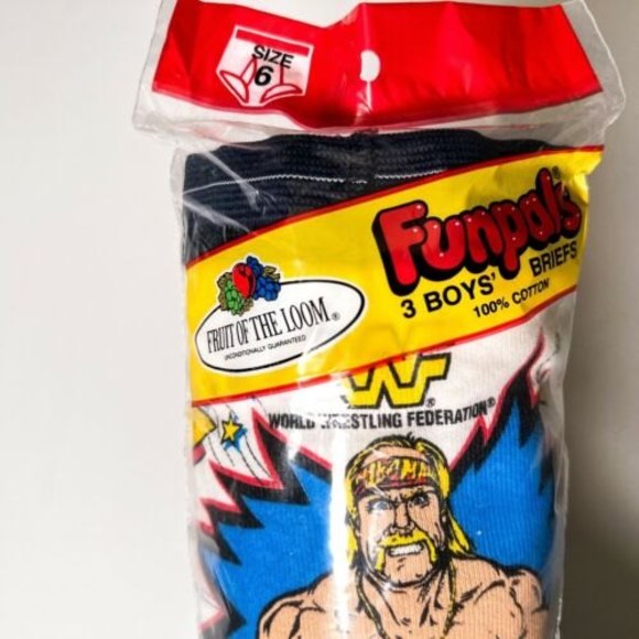 Hulk Hogan WWF Wrestling 1991 Vintage 3 Pack Boys Briefs Size 6 Funpals Navy - Picture 7 of 7